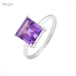 Handmade 925 Sterling Silver Natural 8mm Prong Set Gemstone Statement <b>Ring</b> in High Polish Plating <b>Indian</b> Wholesale Supplier - Product Image 2