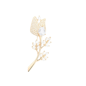 White Crystal Alloy Brooch Pin for Wedding & Engagement - Product Image 1