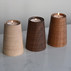 ชุดที่วางเทียนไม้ทรงสี่เหลี่ยมสำหรับตกแต่งบ้าน วัสดุไม้ธรรมชาติ - Product Image 6