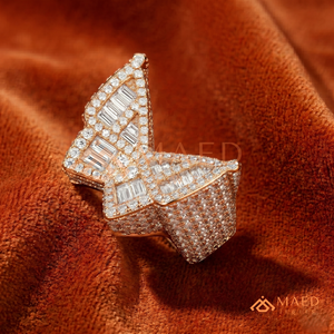 Mens Rose Gold Tone Moissanite Crown <b>Ring</b> Luxury Baguette Cut Diamond Look <b>Statement</b> <b>Ring</b> for Men - Product Image 5