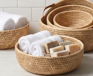 Panier de rangement ovale en rotin naturel de qualité supérieure, rustique, multi-usages, écologique, pour une décoration intérieure élégante - Product Image 3