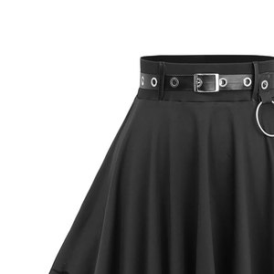 Disfraz de cosplay punk gótico con falda de línea A de varias capas y cinturón de PU extraíble - Product Image 6