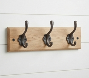 Premium Wooden Wall <b>Hook</b> Rack With 3 Metal <b>Hooks</b> Rustic Design For Clothing Storage Heavy-Duty Wall Mounted - Product Image 1