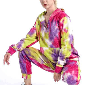 Conjunto de Sudadera con Capucha y Pantalones Deportivos con Logotipo Personalizado, Chándal de Dos Piezas para Mujer, Chándales Tie Dye, Ropa Deportiva Informal - Product Image 2