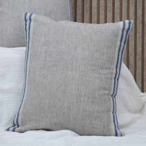 Handcrafted 100% Linen Decorative <b>Cushion</b> <b>Cover</b> Pink Stripe Square Pillow <b>Cover</b> for Modern Farmhouse Interior - Product Image 1