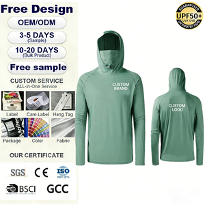เสื้อฮู้ดกันแดด UPF 50 แห้งเร็วสำหรับตกปลา แบบสั่งทำพิเศษสำหรับผู้ชาย เสื้อกีฬาตกปลาบางเฉียบ แขนยาว สำหรับฤดูร้อน - Product Image 1