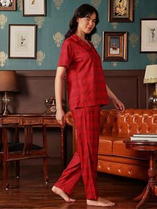 Conjunto de pijama de algodón cómodo para mujer, manga larga, transpirable, ligero, ropa de dormir suave, ropa de estar por casa - Product Image 2
