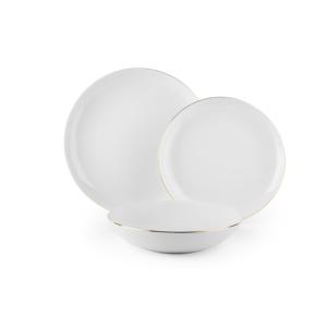 Servizio di piatti Excelsa 18 pezzi in porcellana bianca e oro con bordo dorato - Product Image 1