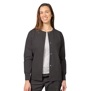 Unisex Medical <b>Scrub</b> Jacket Snap Front Long Sleeve Nurse <b>Uniform</b> Dental Clinic Warm-Up Coat Professional Workwear Worsted Fabric - Product Image 5