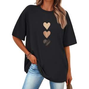 Wholesale OEM Premium Quality 240 GSM 100% Cotton Custom Logo Graphic Printed Oversized Fit Women's T-Shirt Drop Shoulder O-Neck - Product Image 5