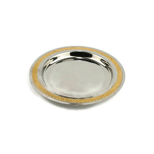 Assiette de service ronde décorative en métal argenté orné avec bord festonné floral pour mariage, événement et vaisselle d'hôtel - Product Image 4