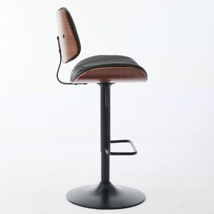 Sillas de Bar Modernas de Mediados de Siglo, de Madera de Nogal Curvada, Altura Ajustable, Tapizadas en Cuero Negro, Giratorias 360 Grados - Product Image 5