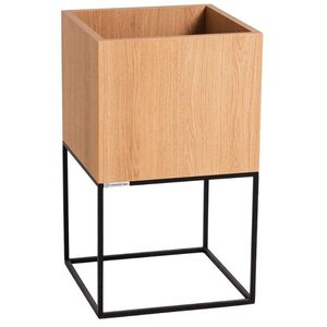Wooden Floor Vase with Black Metal Legs <b>Square</b> Rustic Design for Floral Display - Product Image 3