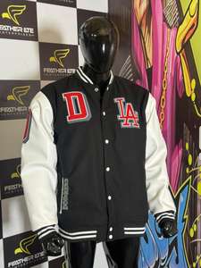 Chaqueta Varsity de Chenilla Bordada Personalizada de Alta Calidad ODM OEM, Cuerpo de Lana, Mangas de Cuero PU, Chaqueta de Béisbol Letterman para Hombre - Product Image 5