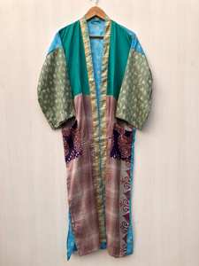 Robe Kimono en Soie Longue Exquise, Style Bohème, Respirante, Luxe, Légère, Longueur Genou, pour Femme - Product Image 2