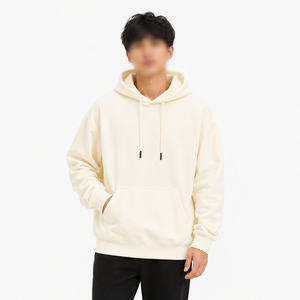 เสื้อฮู้ดผู้ชาย สีพื้น มีกระเป๋า ทรงโอเวอร์ไซส์ สวมใส่สบายๆ สำหรับฤดูใบไม้ร่วง ผ้าฝ้าย 100% เฟรนช์เทอร์รี่ ถัก ปักลาย ตัดเย็บพิเศษ - Product Image 2