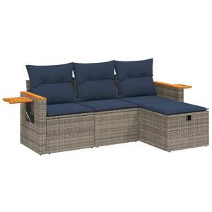 Set Divano da Esterno in Polyrattan Grigio con Cuscini, Design Contemporaneo, Mobili Impermeabili per Giardino - Product Image 4