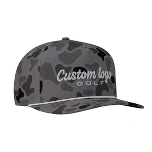 Gorras de béisbol de camuflaje con 5 paneles estructurados, visera curva y cuerda, con logotipo bordado personalizado, para hombres y mujeres - Product Image 1
