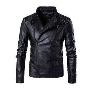 Veste en simili cuir pour homme, coupe-vent, zippée, style motard, décontractée, pour l'hiver - Product Image 4