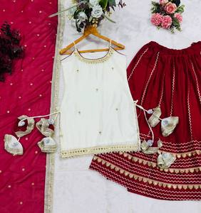 Silk Salwar Kameez Set Heavy Flared Floor-Length Ethnic Outfit with Dupatta for Wedding Graduation Diwali Party Festive Wear - Product Image 6