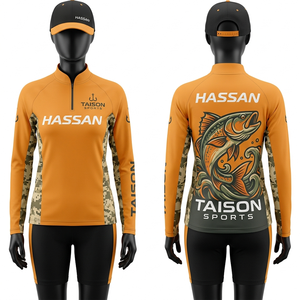 เสื้อเจอร์ซีย์ตกปลาผู้หญิง พรีเมียม 160 GSM โพลีเอสเตอร์ผสมสแปนเด็กซ์ ระบายอากาศ แห้งเร็ว สีเขียวอมฟ้า ลายกราฟิกปลา  โลโก้แบบซับลิเมชั่นสั่งทำได้ - Product Image 5