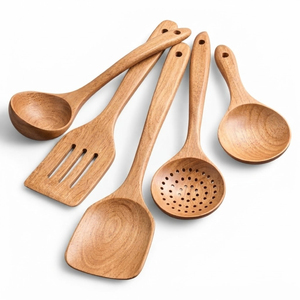 Cucharón de sopa de madera hecho a mano, cucharas de cocina de mango largo, cuchara de madera natural para sopa o ramen, utensilios de cocina ecológicos para servir - Product Image 3