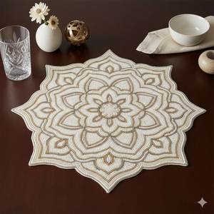 Decorative Artisan Embroidery <b>Beaded</b> <b>Placemat</b> for Modern Home Dining Table Styling Restaurant Decor and Hospitality Accessories - Product Image 3
