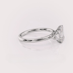 IGI Certified Emerald Cut Lab Grown Diamond Three Stone Engagement & Anniversary <b>Ring</b> Solid 925 Sterling Silver Pear Side Stone - Product Image 3