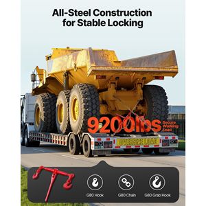 Tendicatena a cricchetto G80 da 3/8 pollici x 10 piedi, capacità di carico di esercizio 9200 libbre, set di tendicatene - Product Image 2