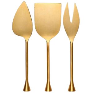 Ensemble de couteaux à fromage de luxe en acier inoxydable doré, 3 pièces, ensemble de couverts modernes pour charcuterie, couteau à fromage doré, ustensiles de service - Product Image 1