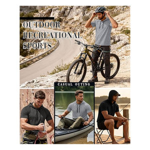 เสื้อฮู้ดแขนสั้นสำหรับผู้ชายไซส์ใหญ่และสูง เสื้อออกกำลังกายน้ำหนักเบา เสื้อสเวตเชิ้ตแบบสวมลำลองสำหรับวิ่งและออกกำลังกายในยิม - Product Image 3