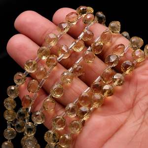 Perles de quartz citron naturel facettées en forme d'oignon 7-9MM, perles de pierre précieuse de quartz citron facettées en forme de goutte pour la fabrication de bijoux, vente en gros en vrac - Product Image 2