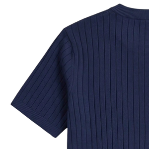 <b>Black</b> Ribbed <b>Men</b> T <b>Shirt</b> Crew Neck Short Sleeve Knit Tee <b>Slim</b> <b>Fit</b> Casual Daily Wear - Product Image 3