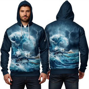 เสื้อฮู้ดตกปลา Storm Wave Swordfish Charge ลายฟ้าผ่า มหาสมุทร สำหรับนักตกปลา - Product Image 1