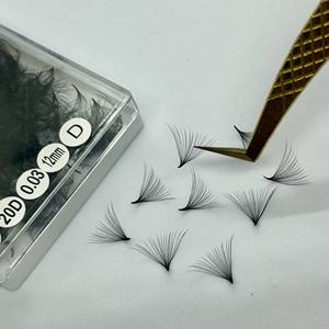 20D D/DD/CC/M/L Curl 0.03 0.05 Thickness Handmade Pointy Base Matte Black <b>Premade</b> <b>Fans</b> Eyelash Extensions Supplier Viet Nam - Product Image 4