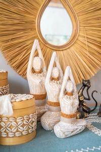 Boho Tear Drop Rattan Wall <b>Mirror</b> Handmade Natural Fiber Frame For Living Room Wall Decor For Unique And Stylish Interior Look - Product Image 3