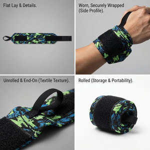 Bandes de poignet réglables unisexes haute résistance pour la musculation, l'entraînement en salle de sport, la musculation, prix de gros, logo personnalisé - Product Image 4