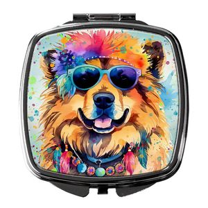 Miroir de maquillage de poche pliant compact pour femmes et filles Chow Chow Hippie Dawg miroir de voyage décoratif idée cadeau de poche - Product Image 1
