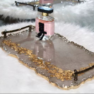 Premium Elegant Resin <b>Serving</b> Tray <b>Set</b> Decorative Food & <b>Beverage</b> Tray for Dining & Gifting from India - Product Image 1