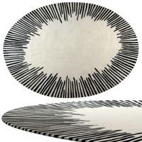 Moderner Abstrakter Stil Schwarz-Weiß Handgetufteter Wolle-Seide Blumenteppich mit Schnittflor-Muster, Umweltfreundlich, Waschbar, Rutschfest, Haustierfreundlich