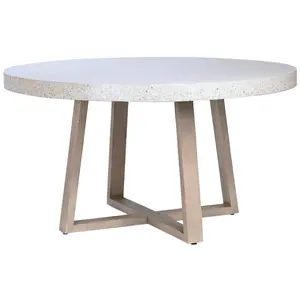 טבעי אבן קפה שולחן פשוט מודרני צלב רגל עגול לבן אוכל שולחן