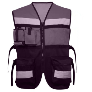Chaleco de Seguridad Reflectante de Alta Visibilidad, Ropa de Trabajo de Poliéster con Bolsillos y Cierre de Cremallera, Gris, Unisex - Product Image 2