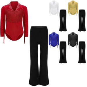 Traje de baile latino para niños de 6 a 14 años, ropa de baile de salón moderna, leotardo con pantalones, conjunto de ropa, entrenamiento de práctica, fiesta contemporánea - Product Image 1