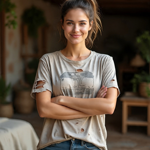 Camisetas Modernas para Mujer, Estilo Desgastado, Corte Ajustado, Transpirables, Ecológicas, con Logotipo Personalizable, en Poliéster/Algodón - Product Image 5