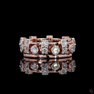 Bague éternité 1.88ct diamants cultivés en laboratoire en or rose 14K lunette et prong ensemble large bande de déclaration - Product Image 2