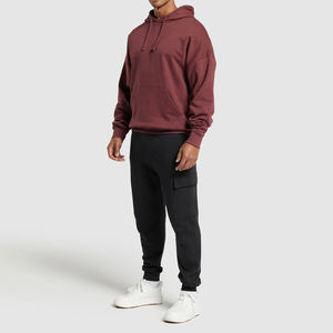 Sweat à capuche oversize pour homme, décontracté, à manches longues, avec poche kangourou, en molleton, couleur unie, style streetwear, en coton - Product Image 2