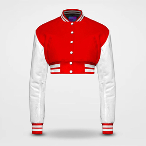 OEM Wholesale Custom Crop Varsity <b>Jackets</b> for <b>Women</b> Wool Sleeves Woolen Crop Letterman <b>Jackets</b> Cropped Baseball <b>Jackets</b> Ladies - Product Image 1