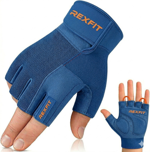 Rexfit Half Finger Gym Gloves Yellow PU Leather Adjustable Wrist Strap Unisex <b>Weight</b> <b>Lifting</b> Fitness Training Gloves - Product Image 5