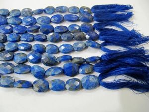 Perles de pierres précieuses ovales facettées en lapis-lazuli naturel, vendues par brin - Product Image 3