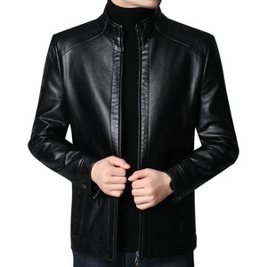Blouson de baseball décontracté en PU pour homme, coupe moto, hiver, coupe-vent, respirant, fermeture éclair, nouveau tissu polaire thermocollé, grandes tailles - Product Image 2